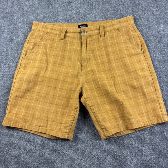 Brixton Other - BRIXTON Men’s Chino Baggy Short Mustard Yellow Plaid print Flat Front size: 36